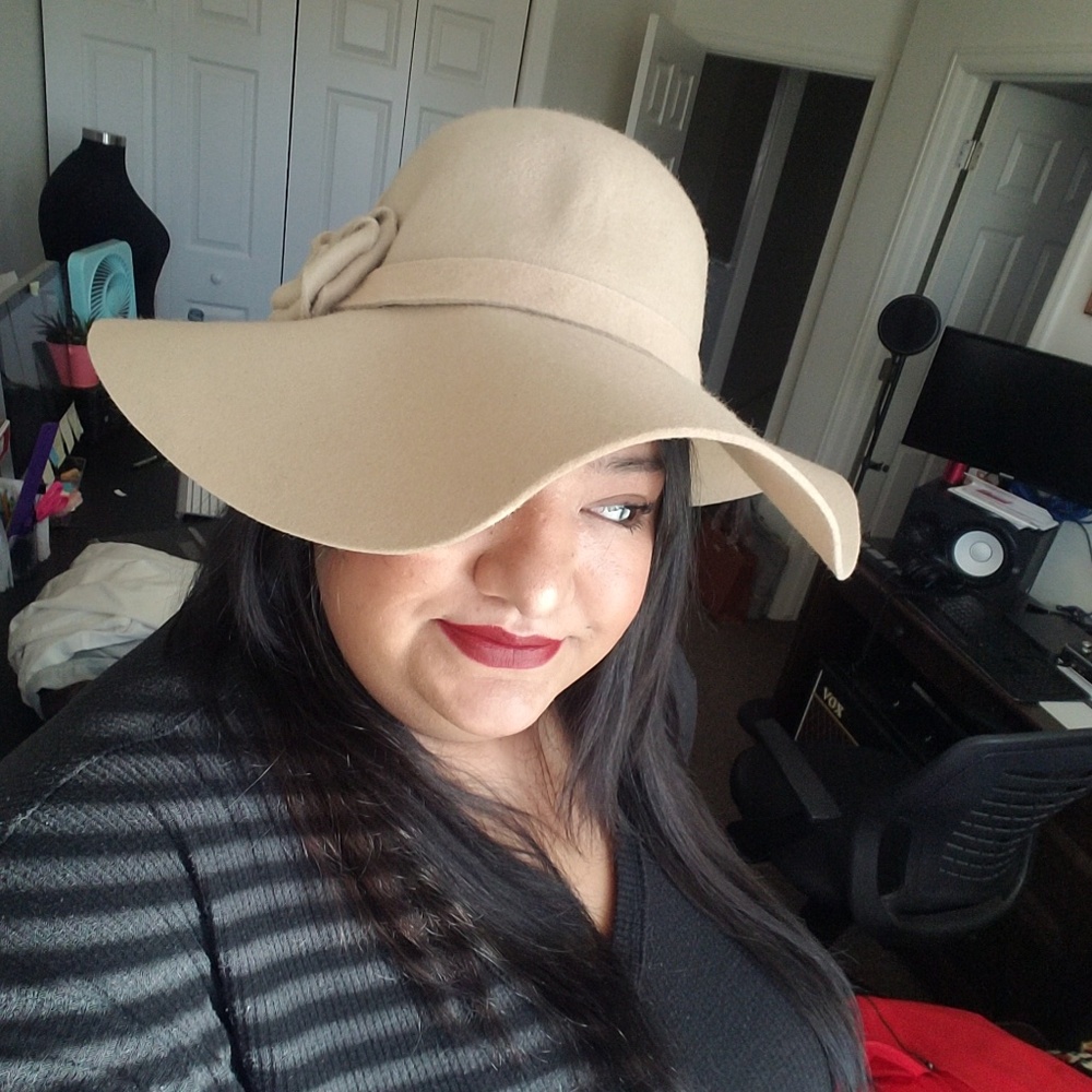 Adora Large Brim Light Brown Felt Floppy Hat